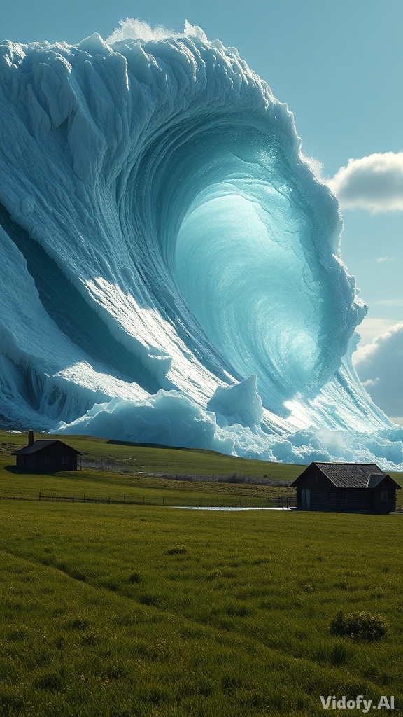 A gigantic crystal-like tsunami wave frozen in time