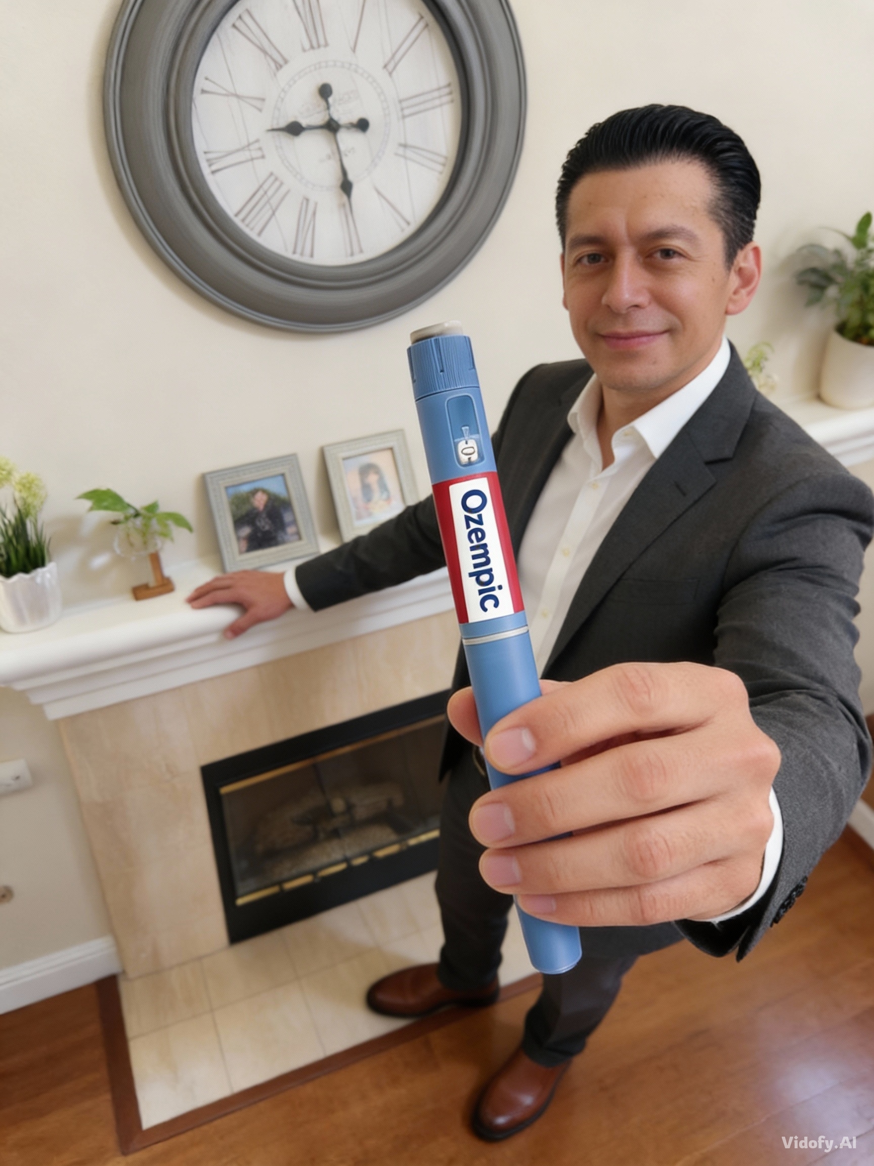 Edit the first image: Make the man appear as if he is holding the