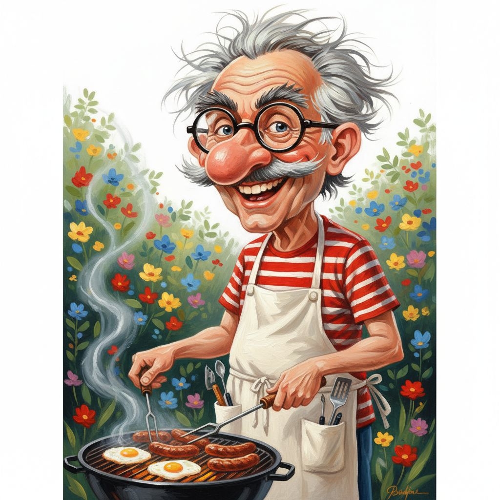 funny caricature Caricature of an elderly man with exaggerated fa
